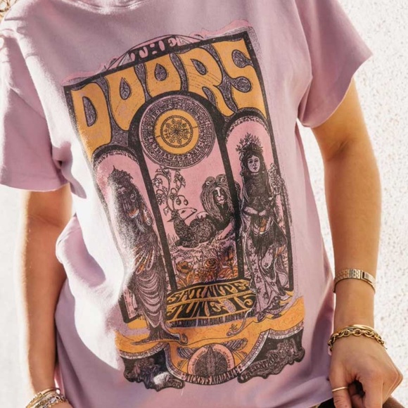 Tops - Lilac Purple the doors band concert graphic tee